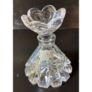 Mikasa Crystal Perfume Bottle Floral Stopper Crystal Art Deco (16Q)
